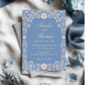 Dusty Blue Mexican Talavera Wedding 招待状