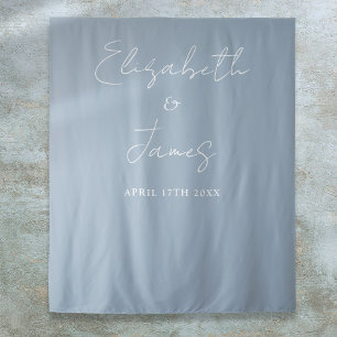 Dusty Blue Minimalistの写真結婚背景 タペストリー