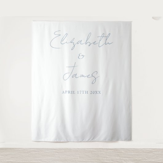 Dusty Blue Minimalistの写真結婚背景 タペストリー (正面)