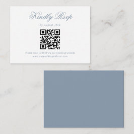 Dusty Blue Minimalistスクリプト結婚のQRコードRsvp エンクロージャーカード