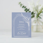 Dusty Blue Minimalist Arch Botanical Wedding エンクロージャーカード (スタンド正面)