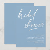 Dusty Blue Minimalist Bridal Shower Invitation 招待状 (正面/裏面)