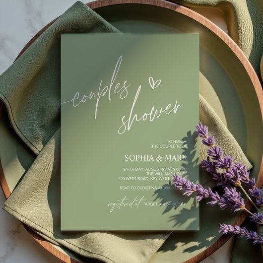 Dusty Blue Minimalist Couples Shower Invitation 招待状