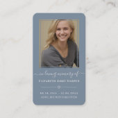 Dusty Blue Minimalist Memorial Photo Card 名刺 (正面)