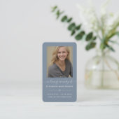 Dusty Blue Minimalist Memorial Photo Card 名刺 (スタンド正面)