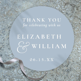 Dusty Blue Minimalist Monogram結婚's Thank You ラウンドシール