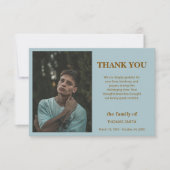 Dusty Blue Minimalist Photo Funeral Sympathy サンキューカード (正面)