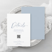 Dusty Blue Minimalist Wedding Details Card 招待状