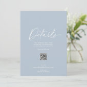 Dusty Blue Minimalist Wedding Details Card 招待状 (スタンド正面)