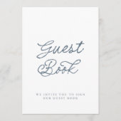 Dusty Blue Minimalist Wedding Guest Book Sign 招待状 (正面)