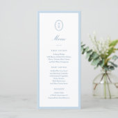 Dusty Blue Minimalist Wedding Monogram Flat Menu メニュー (スタンド正面)
