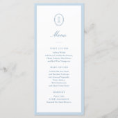 Dusty Blue Minimalist Wedding Monogram Flat Menu メニュー (正面)