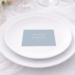 Dusty Blue Minimalist Wedding Place Card  エンクロージャーカード