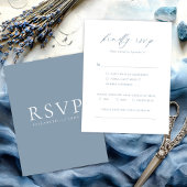 Dusty Blue Minimalist Wedding RSVP Card