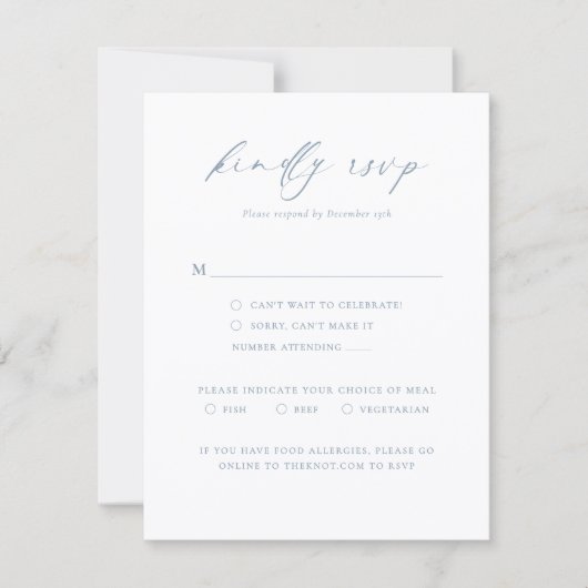 Dusty Blue Minimalist Wedding RSVP Card (正面)