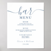 Dusty Blue Modern | Bar Menu Sign ポスター (正面)