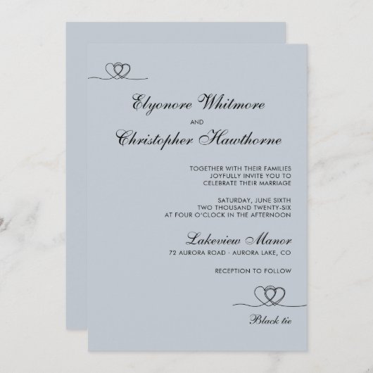 Dusty Blue Modern Chic Mix and Match Wedding 招待状 (正面/裏面)