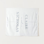 Dusty Blue Modern Elegant Wedding Welcome Sign タペストリー (正面(横))