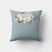 Dusty Blue Modern Farmhouse Watercolor Floral  クッション (裏面)