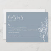 Dusty Blue Modern Minimalist Wedding Elegant 招待状 (正面)