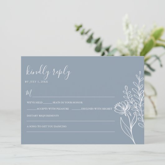 Dusty Blue Modern Minimalist Wedding Elegant 招待状 (スタンド正面)