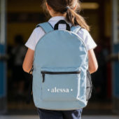 Dusty Blue Modern Personalized Kids Backpack プリントバックパック