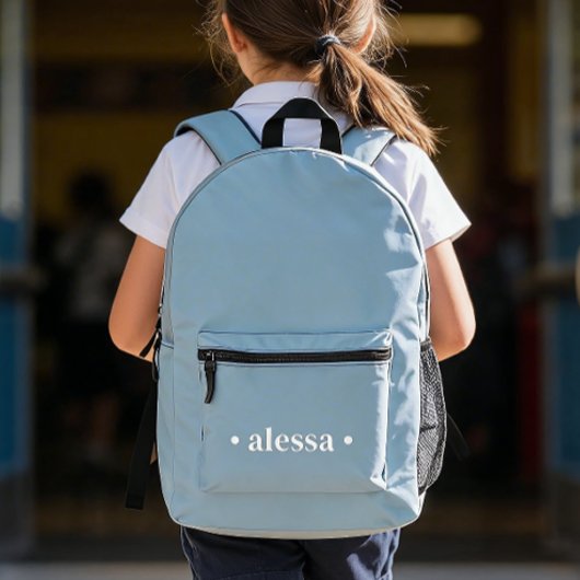 Dusty Blue Modern Personalized Kids Backpack プリントバックパック