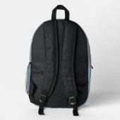 Dusty Blue Modern Personalized Kids Backpack プリントバックパック (裏面)