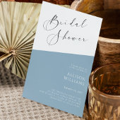 Dusty Blue Modern Script Bridal Shower Invitation 招待状