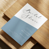 Dusty Blue Modern Script Bridal Shower Invitation 招待状