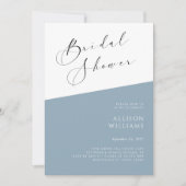Dusty Blue Modern Script Bridal Shower Invitation 招待状 (正面)