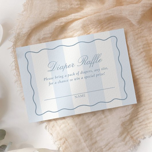 Dusty Blue Modern Stripe Diaper Raffle Ticket エンクロージャーカード