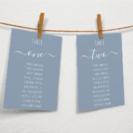 Dusty Blue Modern White Script Seating Chart Card