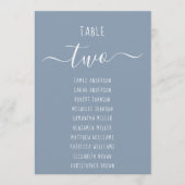 Dusty Blue Modern White Script Seating Chart Card (正面)