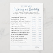 Dusty Blue Mommy or Daddy Baby Shower Game Card アドバイスカード (正面)