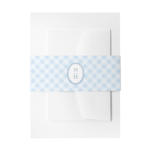 Dusty Blue Monogram Crest Wedding Invitation Belly 招待状ベリーバンド (正面例)