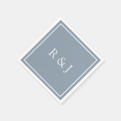 Dusty Blue Monogram Initial Ampersand 2026 Wedding スタンダードカクテルナプキン (角)