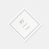 Dusty Blue Monogram Initials Letter Wedding スタンダードカクテルナプキン (角)