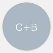 Dusty Blue Monogram Modern Wedding ラウンドシール (正面)