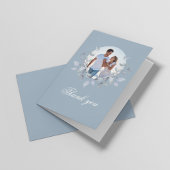 Dusty Blue Monogram Photo Wedding Thank You サンキューカード