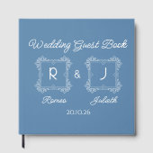 Dusty Blue Monogram Wedding Guest Book ゲストブック (正面)