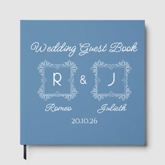 Dusty Blue Monogram Wedding Guest Book ゲストブック