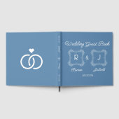 Dusty Blue Monogram Wedding Guest Book ゲストブック (全面)