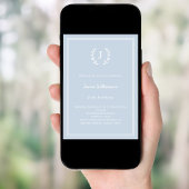 Dusty blue monogram wreath minimalist birthday 招待状