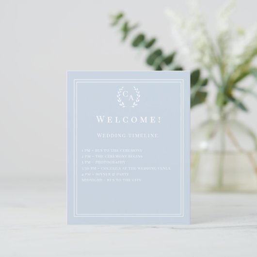 Dusty blue monogrammed wedding program details (スタンド正面)