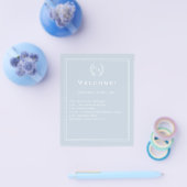 Dusty blue monogrammed wedding program details チラシ (シングル)