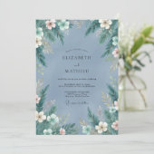 Dusty Blue Muted Spruce Winter Wedding 招待状 (スタンド正面)