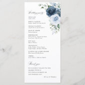 Dusty Blue Navy Floral Watercolor Wedding Ceremony プログラム (裏面)