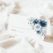 Dusty Blue Navy Floral Watercolor Wedding Name プレイスカード