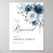 Dusty Blue & Navy Reserved Sign 5x7 Wedding Decor ポスター (正面)